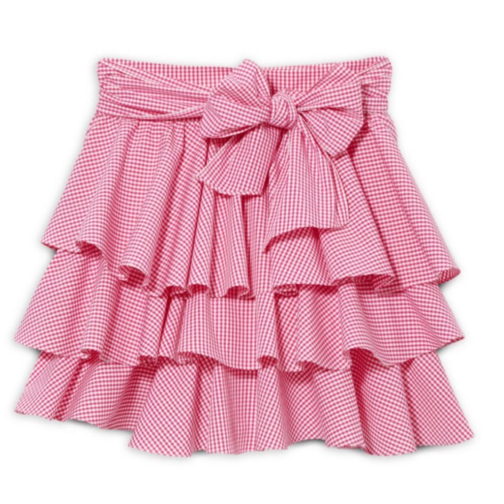 Scripted Gingham Tiered Ruffled Mini Skirt - Picture 3 of 11